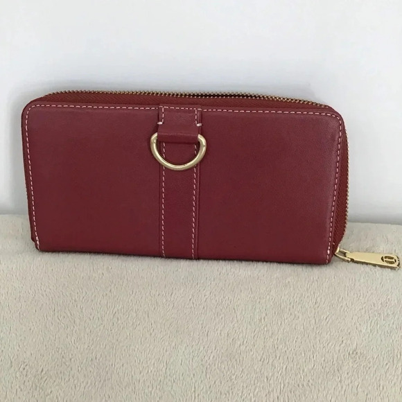 Talbots Women’s Leather Continental Long Zip Wallet Red - Picture 1 of 5